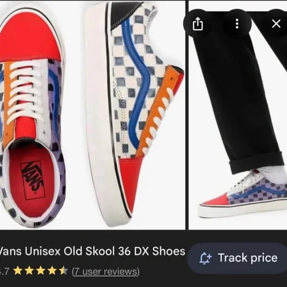 Vans Old Skool 36 Unisex Multicoloured Checkered Sneakers - Picture 3 of 3